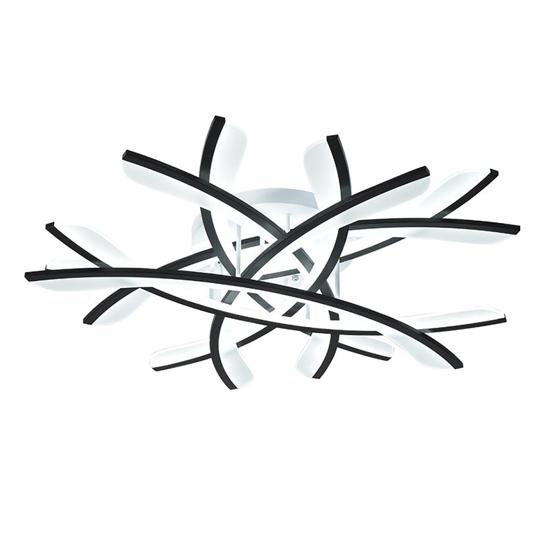 Line Shape LED Ceiling Lamp Modern Iron Flush Mount for Bedroom Study