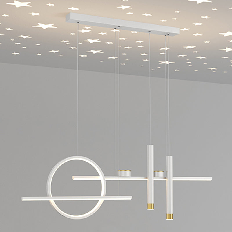 7 luces de isla geométrica ligera Candelera de isla de metal contemporánea