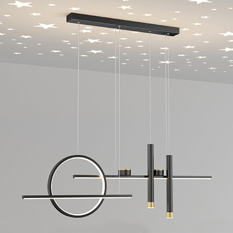 7 luces de isla geométrica ligera Candelera de isla de metal contemporánea