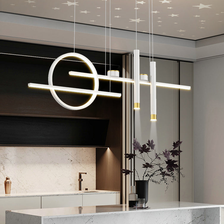 7 luces de isla geométrica ligera Candelera de isla de metal contemporánea