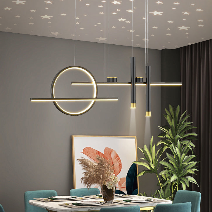 7 luces de isla geométrica ligera Candelera de isla de metal contemporánea