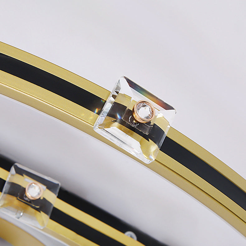 Geometric Island Lights Modern Metal Island Lamp with Fan in Black and Gold