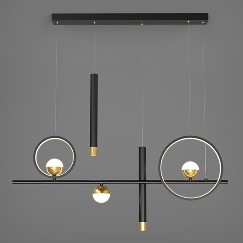 Geometric Island Lights Contemporary Metal Island Chandelier Lamp in Black