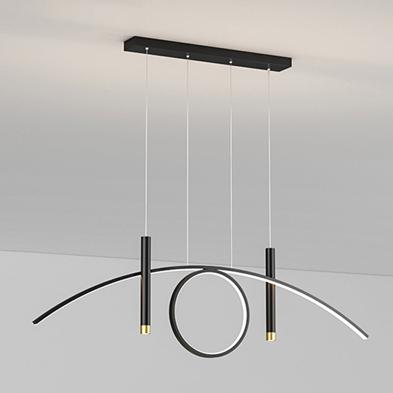 Geometric Island Lights Contemporary Metal Island Chandelier Lamp in Black