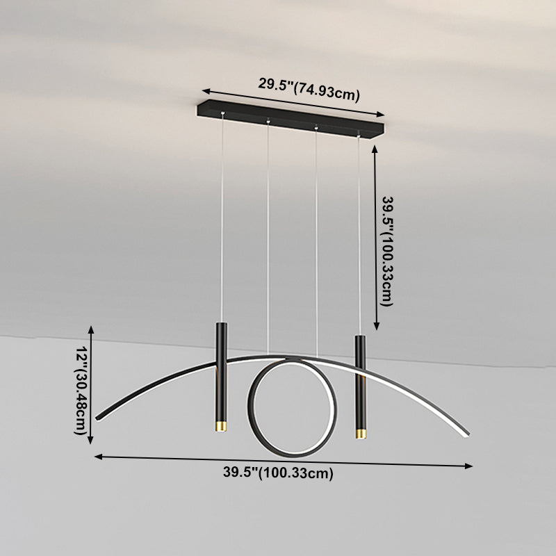 Geometric Island Lights Contemporary Metal Island Chandelier Lamp in Black