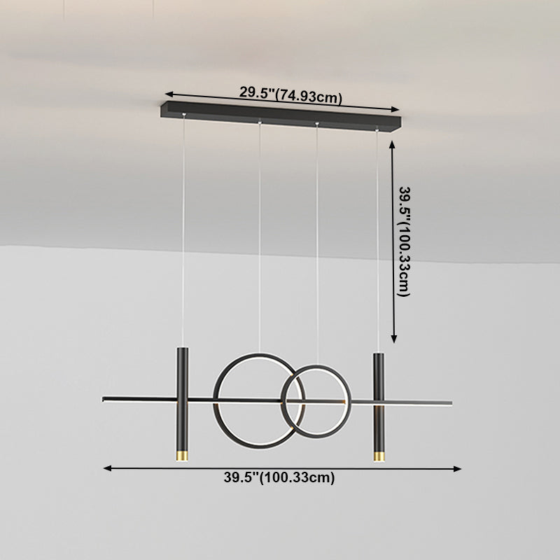 Geometric Island Lights Contemporary Metal Island Chandelier Lamp in Black