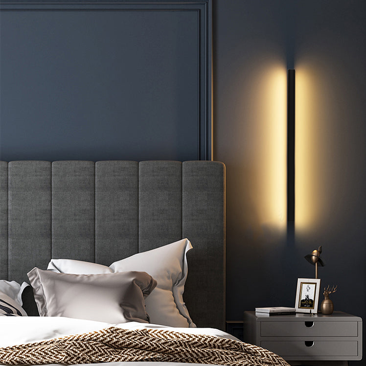 Luz de luz lineal de estilo contemporáneo de estilo lineal de metal 1 luces de pared de luz en negro