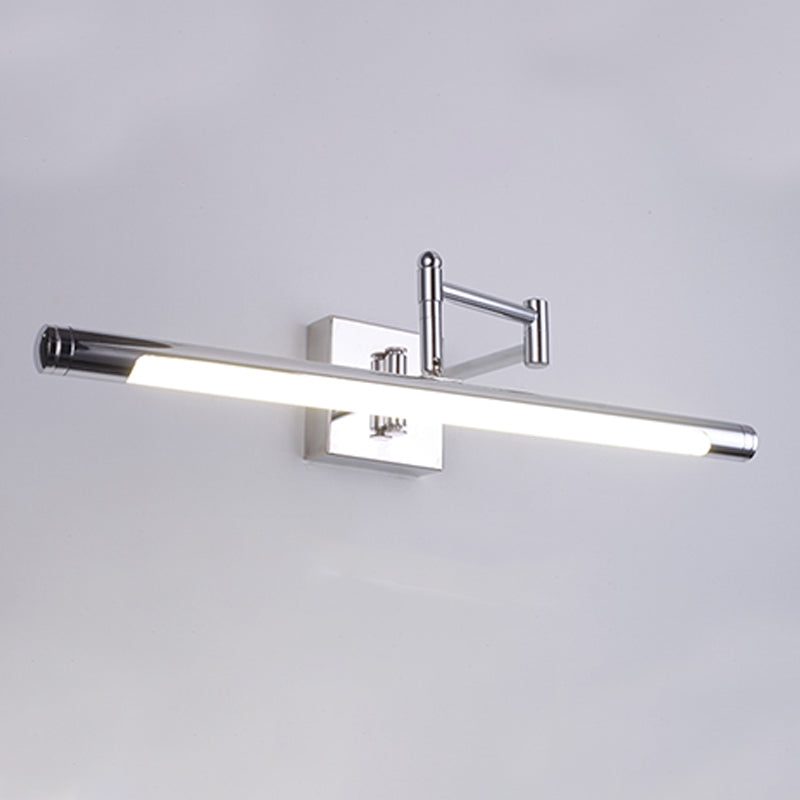 1-Light Linear Mirror Wall Lighting Modern Style Metal Wall Mounted Light in Silver