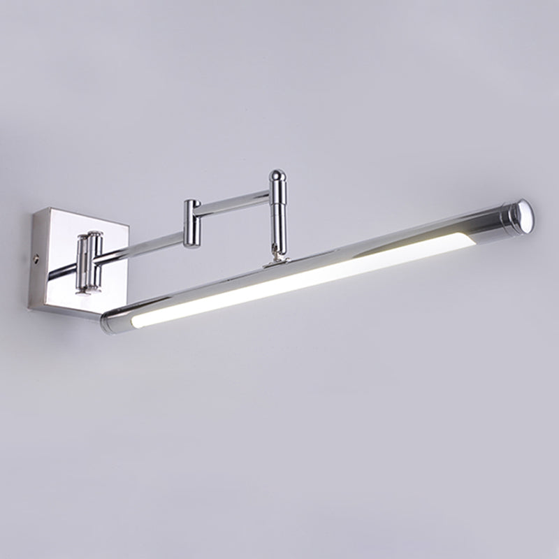 1-Light Linear Mirror Wall Lighting Modern Style Metal Wall Mounted Light in Silver