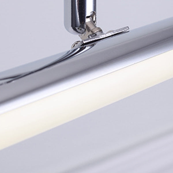 1-Light Linear Mirror Wall Lighting Modern Style Metal Wall Mounted Light in Silver