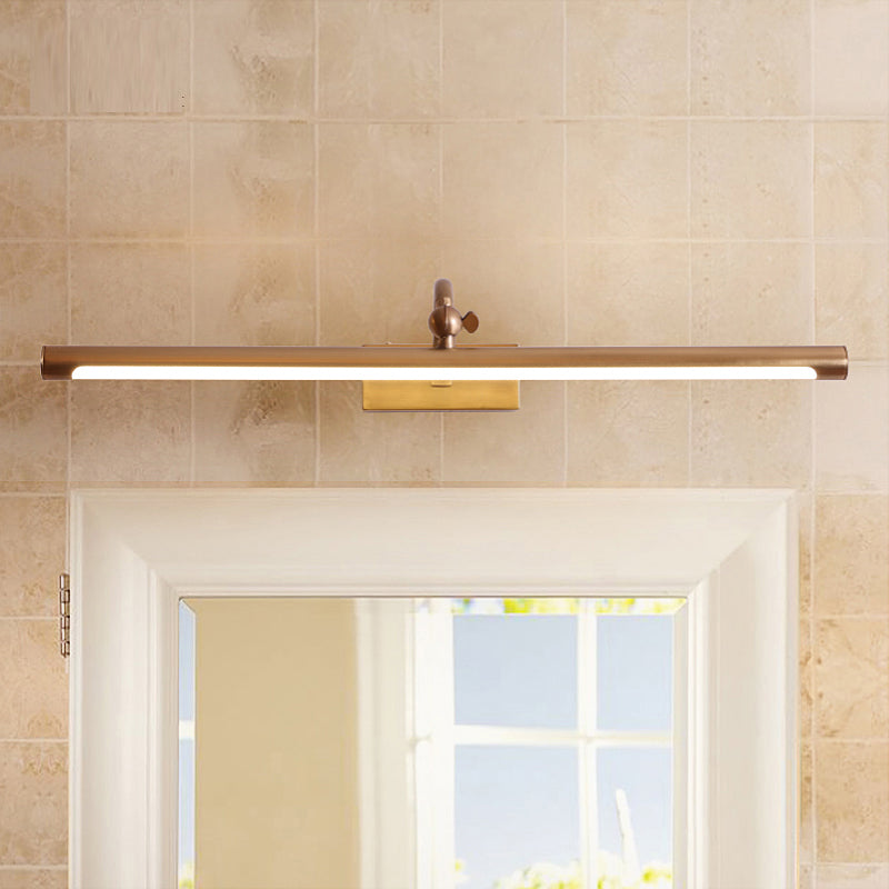 1-Light Metal Linear Wall Lighting Modern Style Wall Mirror Mount Light Fixture in Brass