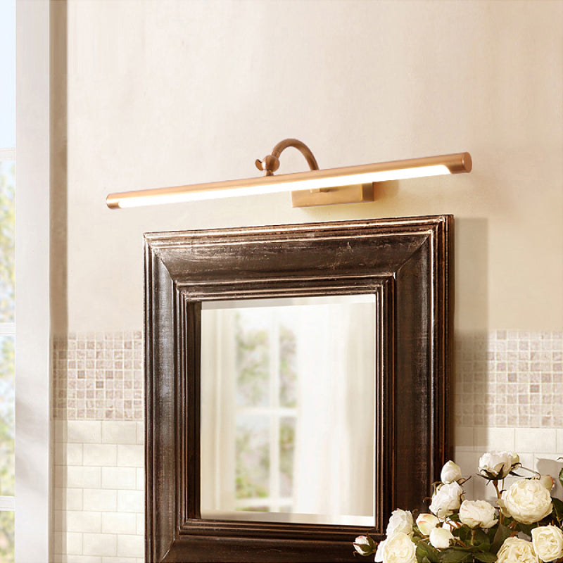 1-Light Metal Linear Wall Lighting Modern Style Wall Mirror Mount Light Fixture in Brass