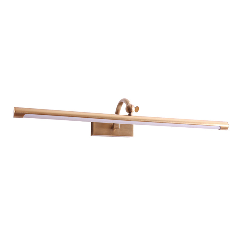 1-Light Metal Linear Wall Lighting Modern Style Wall Mirror Mount Light Fixture in Brass