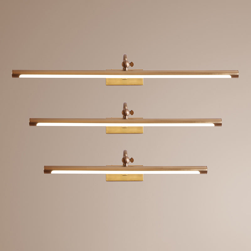 1-Light Metal Linear Wall Lighting Modern Style Wall Mirror Mount Light Fixture in Brass