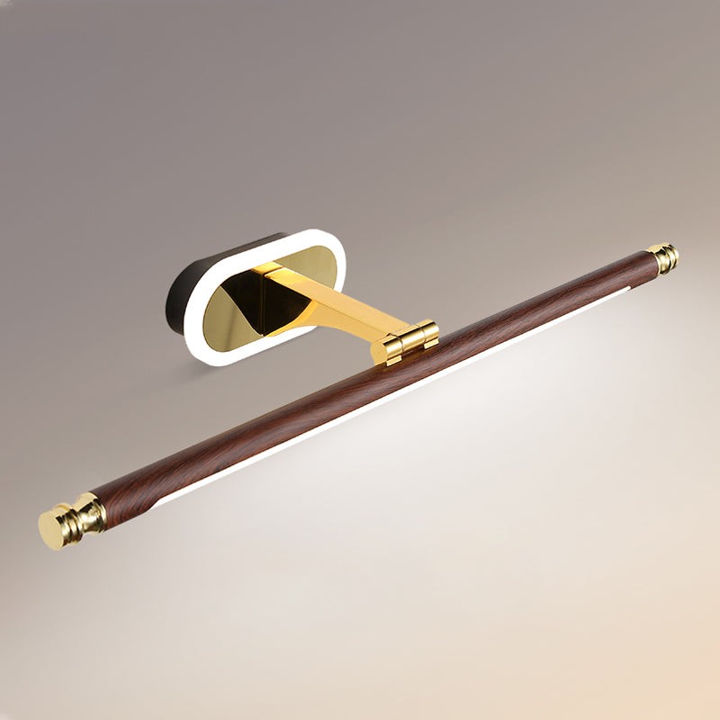 1-Light Metal Wall Lighting Modern Style Linear Mirror Wall Mounted Light in Brown