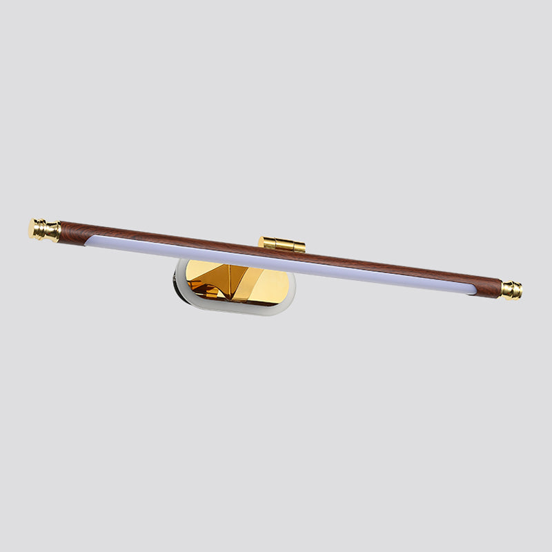 1-Light Metal Wall Lighting Modern Style Linear Mirror Wall Mounted Light in Brown