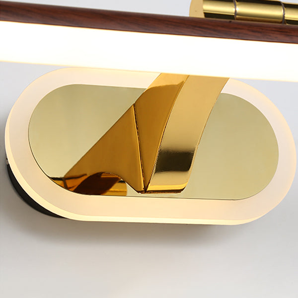 1-Light Metal Wall Lighting Modern Style Linear Mirror Wall Mounted Light in Brown