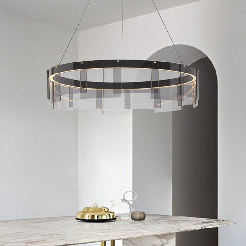 Nordic Contemporary Style LED Chandelier Pendant Light Circular Glass Chandelier