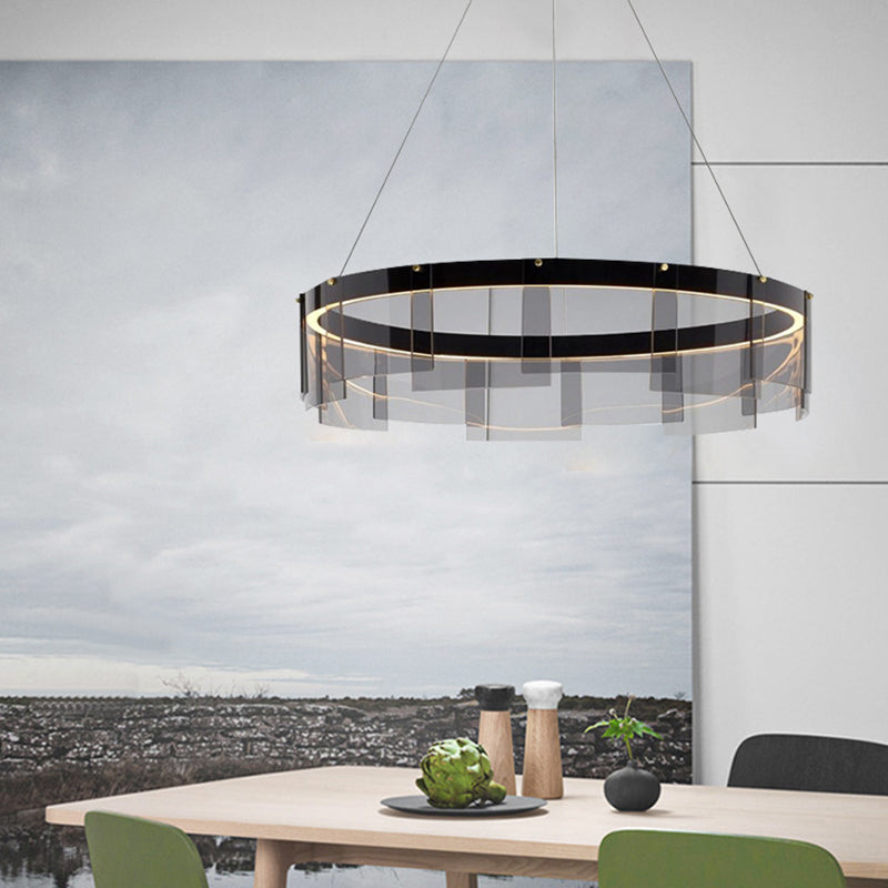Nordic Contemporary Style LED Chandelier Pendant Light Circular Glass Chandelier