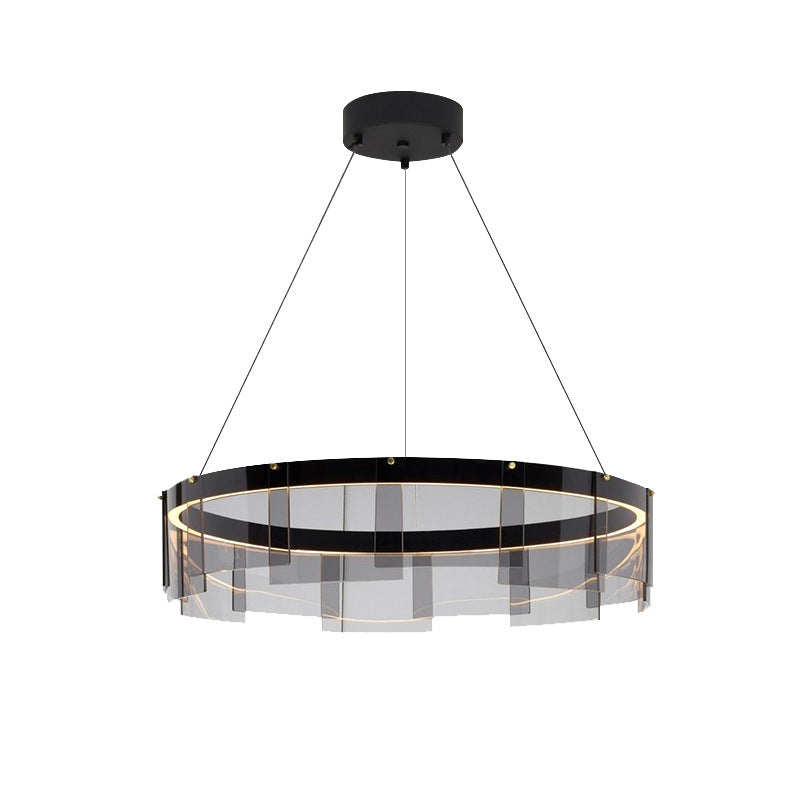 Nordic Contemporary Style LED Chandelier Pendant Light Circular Glass Chandelier