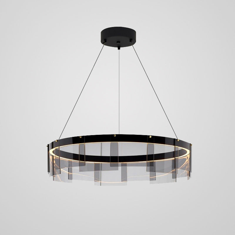 Nordic Contemporary Style LED Chandelier Pendant Light Circular Glass Chandelier