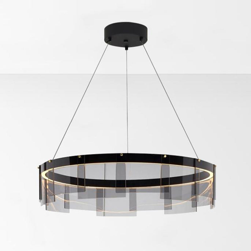Nordic Contemporary Style LED Chandelier Pendant Light Circular Glass Chandelier