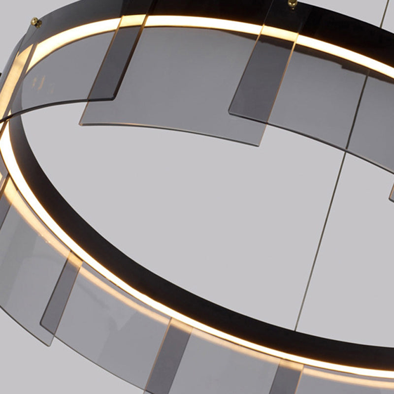 Nordic Contemporary Style LED Chandelier Pendant Light Circular Glass Chandelier