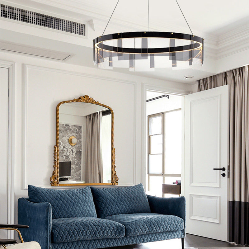 Nordic Contemporary Style LED Chandelier Pendant Light Circular Glass Chandelier