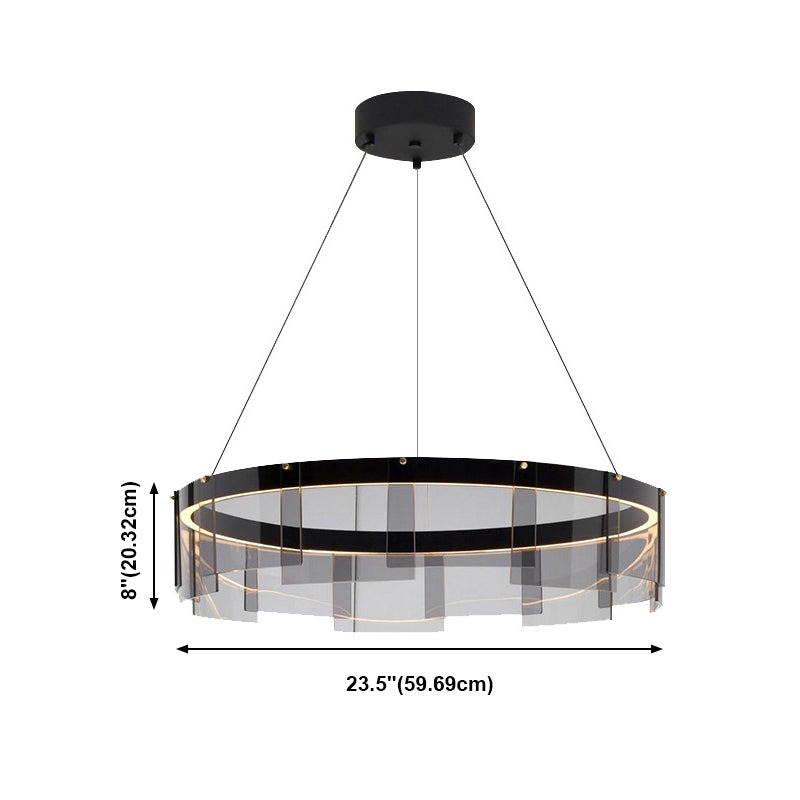 Nordic Contemporary Style LED Chandelier Pendant Light Circular Glass Chandelier