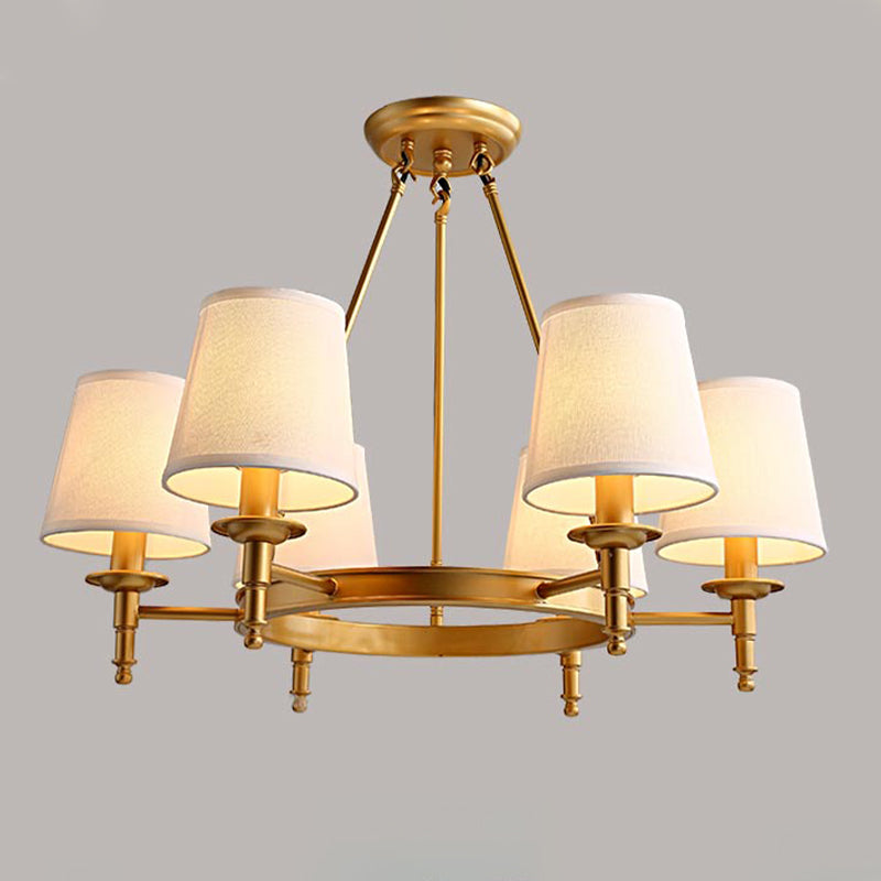 Lustre de lustre vertical américain lustre de plafond en métal avec ombre en tissu