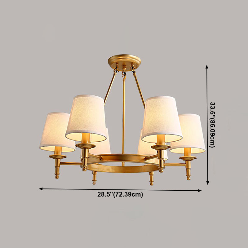 Lustre de lustre vertical américain lustre de plafond en métal avec ombre en tissu