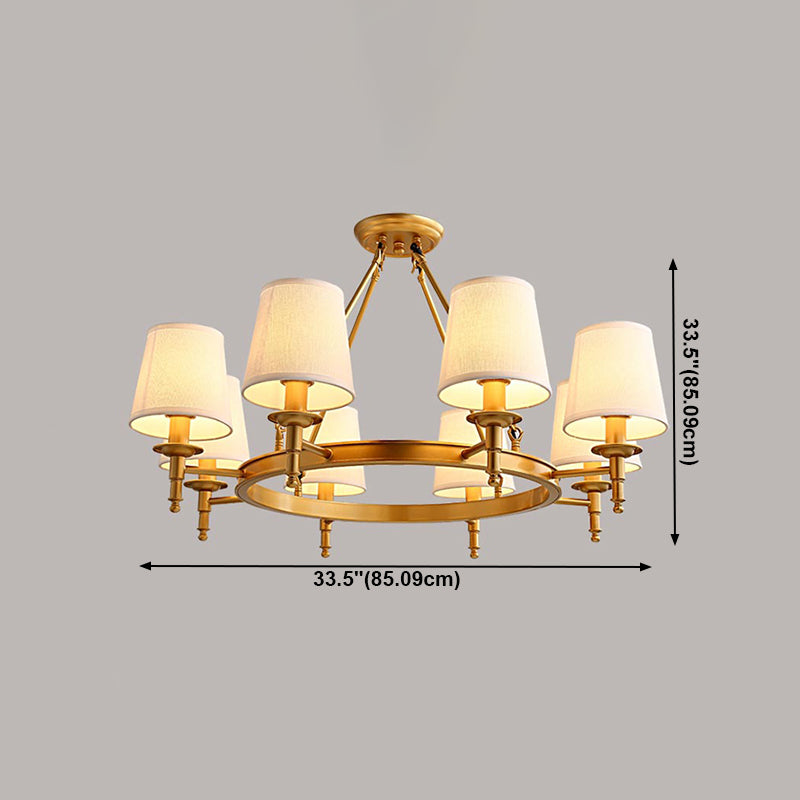 Lustre de lustre vertical américain lustre de plafond en métal avec ombre en tissu