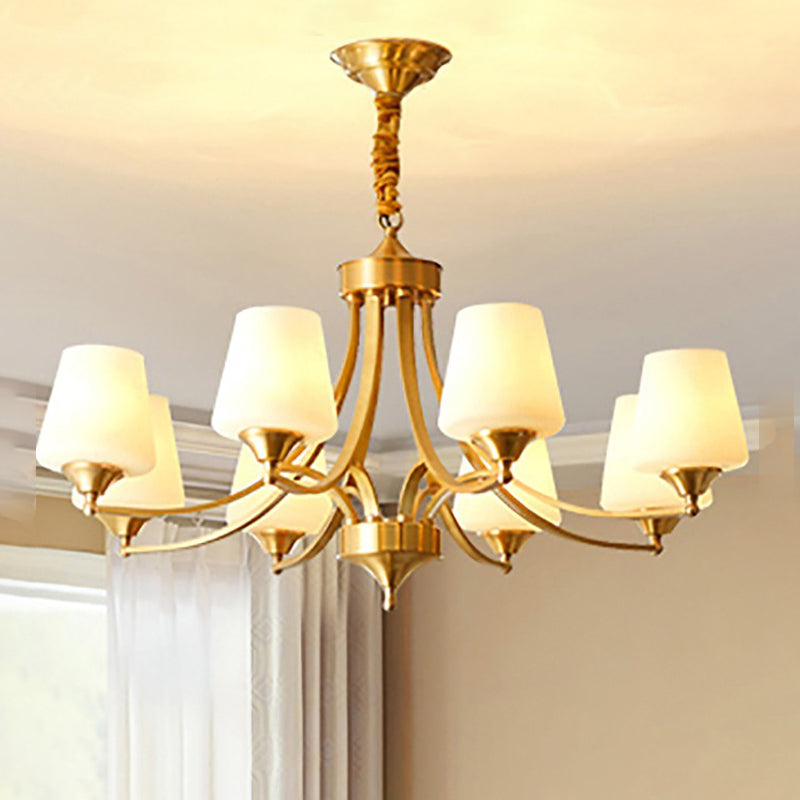 Lustres américains modernes d'éclairage de lustre en cuivre moderne avec teinte en verre