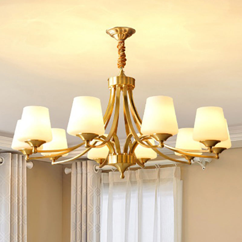 Lustres américains modernes d'éclairage de lustre en cuivre moderne avec teinte en verre