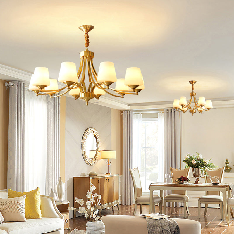 Lustres américains modernes d'éclairage de lustre en cuivre moderne avec teinte en verre