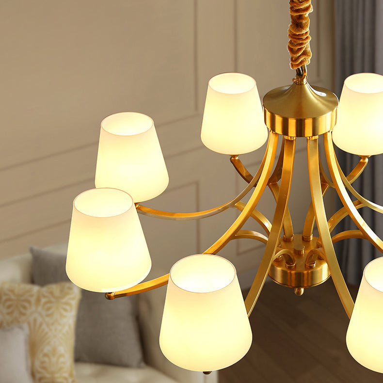 Lustres américains modernes d'éclairage de lustre en cuivre moderne avec teinte en verre