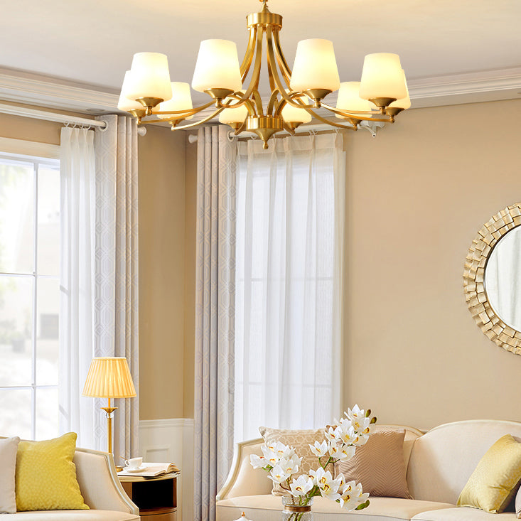 Lustres américains modernes d'éclairage de lustre en cuivre moderne avec teinte en verre