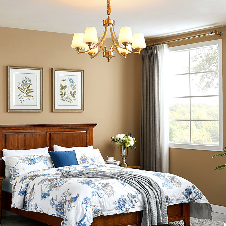 Lustres américains modernes d'éclairage de lustre en cuivre moderne avec teinte en verre