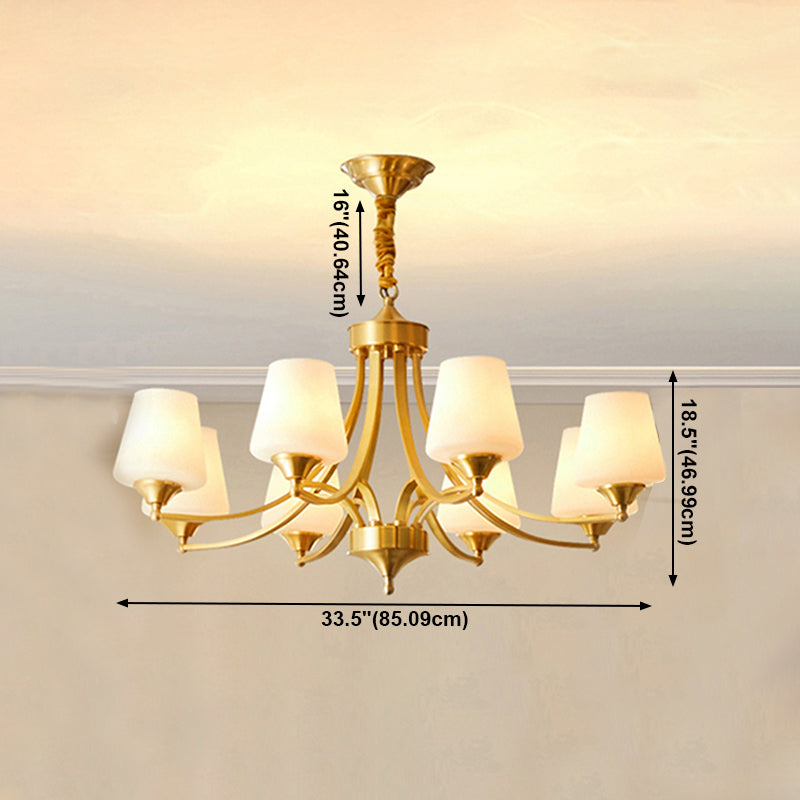 Lustres américains modernes d'éclairage de lustre en cuivre moderne avec teinte en verre