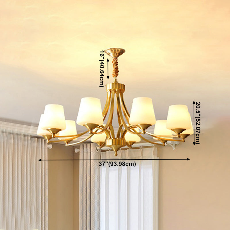 Lustres américains modernes d'éclairage de lustre en cuivre moderne avec teinte en verre