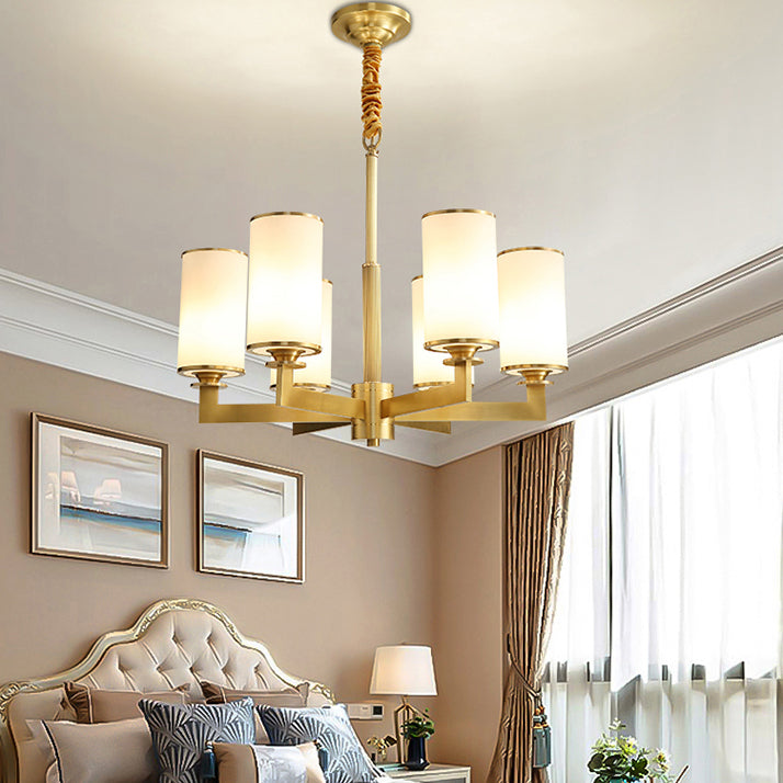 Lustre de lustre cylindrique américain lustre de plafond en cuivre