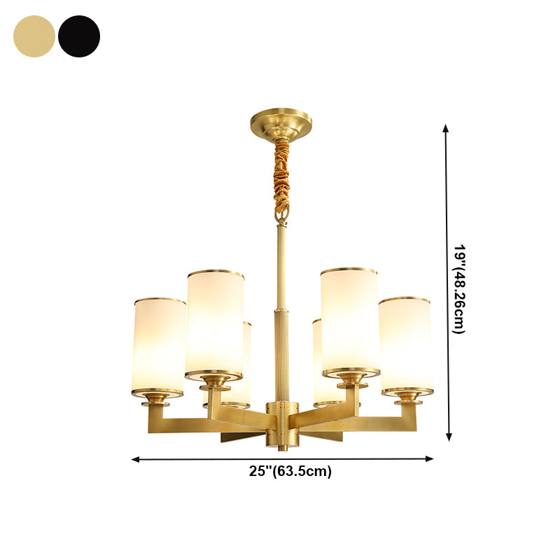 Lustre de lustre cylindrique américain lustre de plafond en cuivre