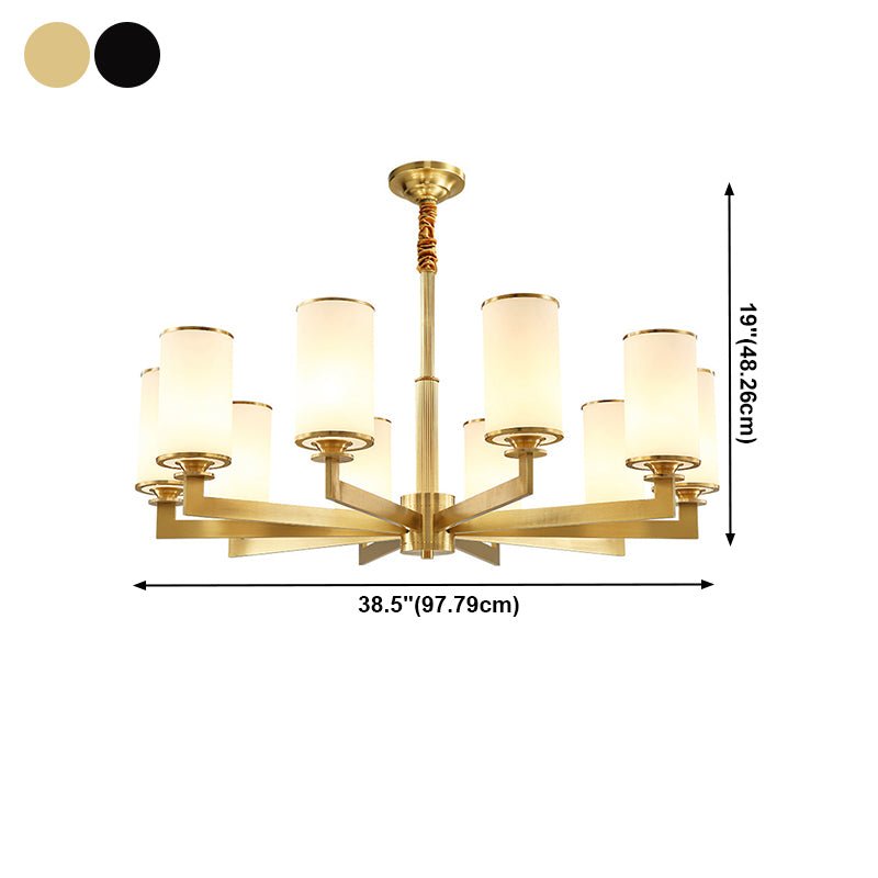 Lustre de lustre cylindrique américain lustre de plafond en cuivre