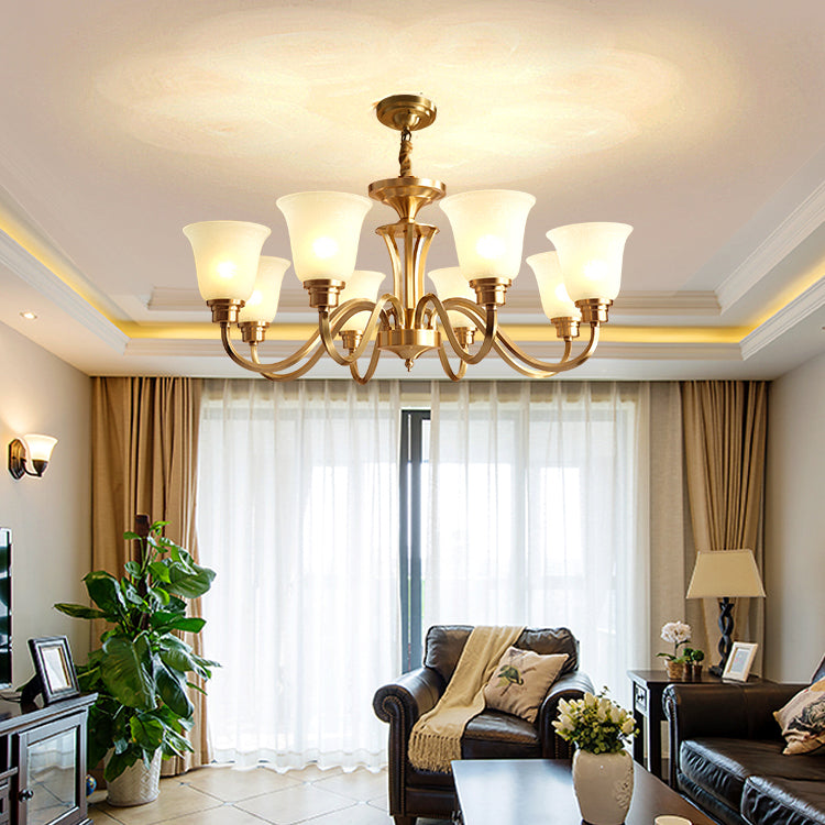 Bell Shape Pendant Lights Modern Glass Pendant Chandelier in Gold Finish
