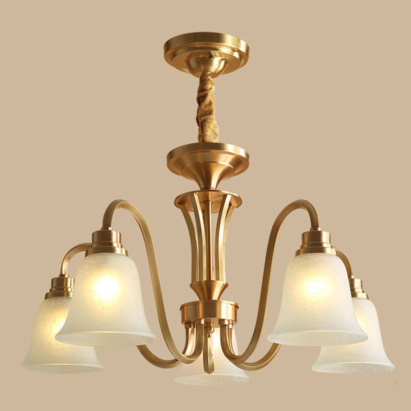Bell Shape Pendant Lights Modern Glass Pendant Chandelier in Gold Finish
