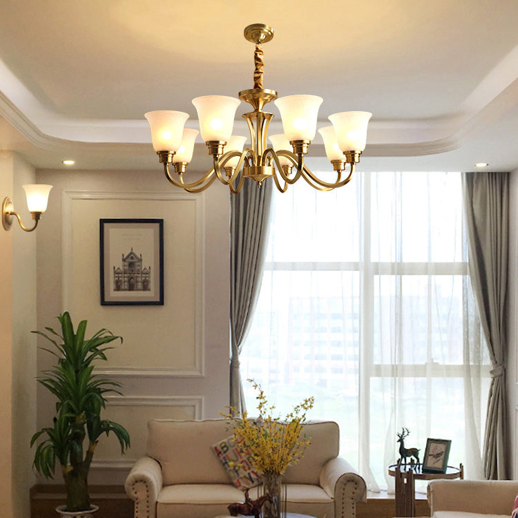 Bell Shape Pendant Lights Modern Glass Pendant Chandelier in Gold Finish