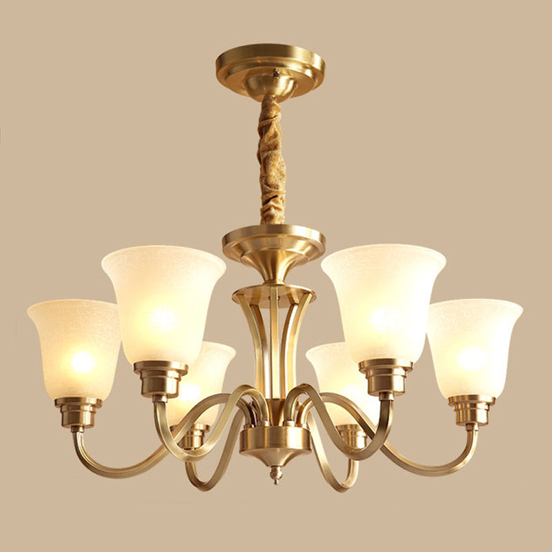 Bell Shape Pendant Lights Modern Glass Pendant Chandelier in Gold Finish