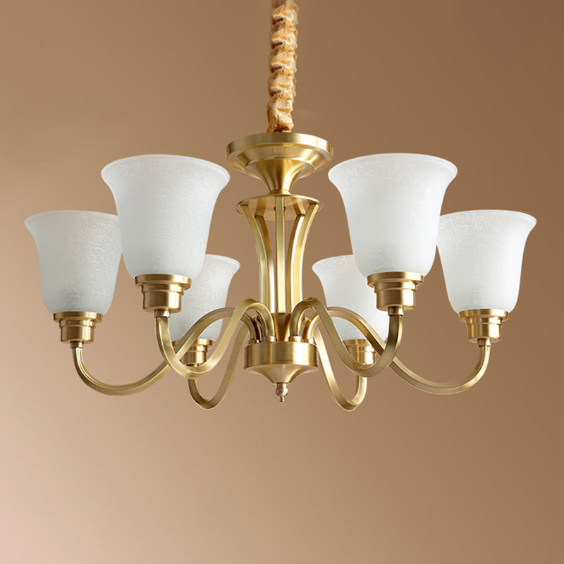 Bell Shape Pendant Lights Modern Glass Pendant Chandelier in Gold Finish