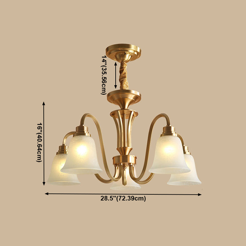 Bell Shape Pendant Lights Modern Glass Pendant Chandelier in Gold Finish