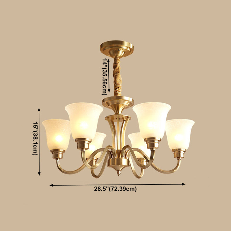 Bell Shape Pendant Lights Modern Glass Pendant Chandelier in Gold Finish